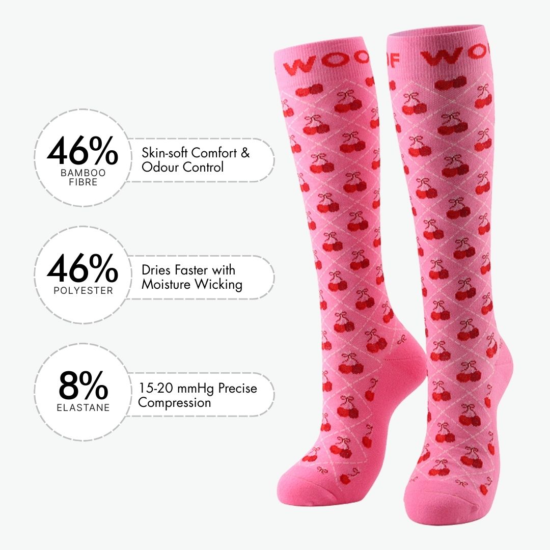 Very Cherry Bamboo Compression Socks